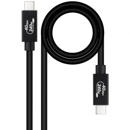 Nanocable Cable USB 4 Gen 3x2 40Gbps 240W USB-C a USB-C 1m Negro Nanocable Cable USB 4 Gen 3x2 40Gbps 240W USB-C a USB-C 1m Negro